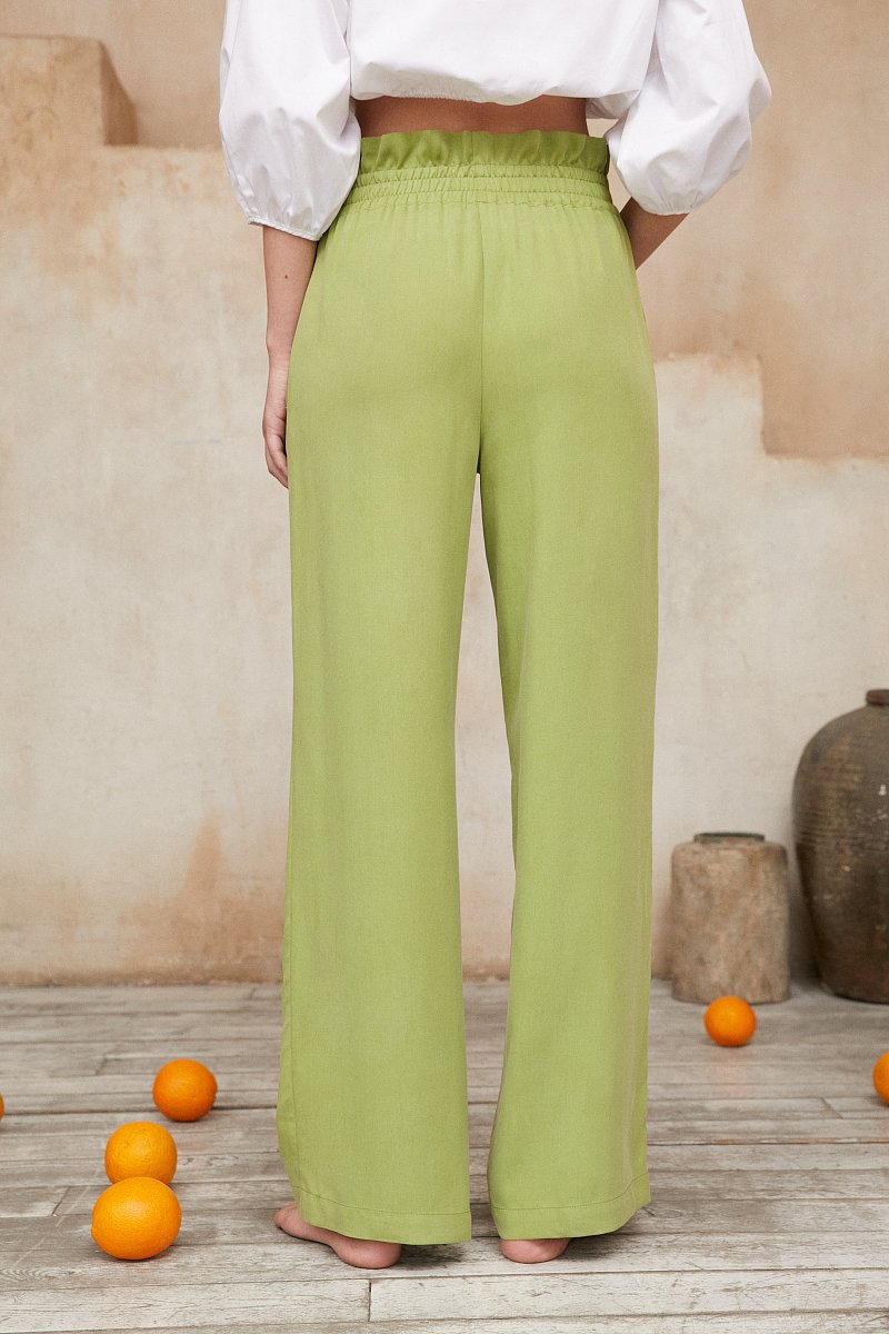 Широкие брюки из вискозы, цвет Салатовый, артикул: FSC51003_2254. Купить винтернет-магазине FINN FLARE